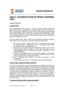 ACCREDITATION OF PRIOR LEARNING (APL)