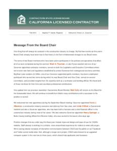 CONTRACTORS STATE LICENSE BOARD  CALIFORNIA LICENSED CONTRACTOR Fall 2013  |