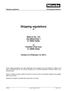 Shipping regulations  Purchasing/Production Shipping regulations of