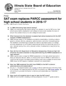 FAQ: SAT exam replaces PARCC assessment for high school student in
