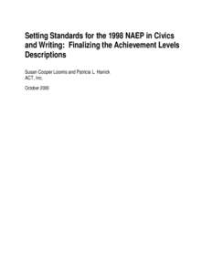Setting Standards for the 1998 NAEP in Civics and Writing: