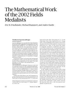 The Mathematical Work of the 2002 Fields Medalists