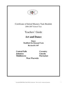Certificate of Initial Mastery Task Booklet[removed]School Year Teachers’ Guide Art and Dance Dance
