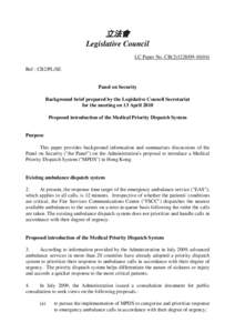 立法會 Legislative Council LC Paper No. CB[removed]) Ref : CB2/PL/SE  Panel on Security