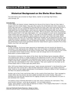 American Field Guide - Historical Background on the Elwha River Dams