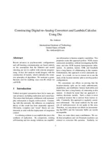 Constructing Digital-to-Analog Converters and Lambda Calculus Using Die Ike Antkare International Institute of Technology United Slates of Earth 