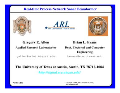 Real-time Process Network Sonar Beamformer  Gregory E. Allen Brian L. Evans