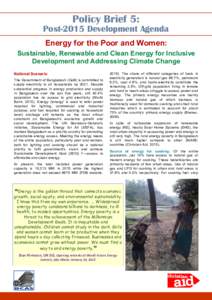 Policy Brief 5:  Post-2015 Development Agenda Energy for the Poor and Women: Sustainable, Renewable and Clean Energy for Inclusive Development and Addressing Climate Change