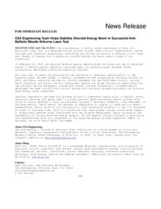 Microsoft Word - CSA Airborne Laser News Release 16 Feb 2010.doc