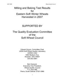 2007 SRW  Wheat Quality Council Milling and Baking Test Results for