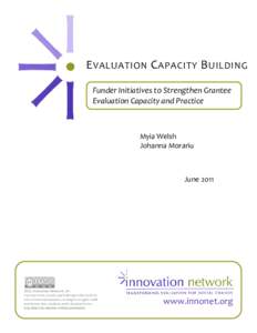 E VALUATION C APACITY B UILDING Funder Initiatives to Strengthen Grantee Evaluation Capacity and Practice Myia Welsh Johanna Morariu