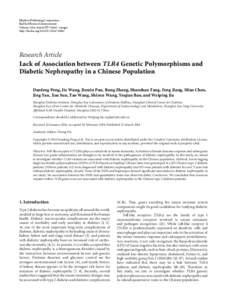 Lack of Association between TLR4 Genetic Polymorphisms and Diabetic Nephropathy in a Chinese Population