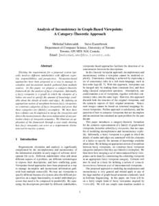 Analysis of Inconsistency in Graph-Based Viewpoints: A Category-Theoretic Approach Mehrdad Sabetzadeh Steve Easterbrook Department of Computer Science, University of Toronto Toronto, ON M5S 3G4, Canada.