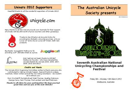 Uninats 2012 Supporters Heartfelt thanks to all the wonderful supporters of Uninats 2012!
