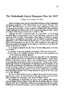 19  The Netherlands Central Economic Plan for 1947