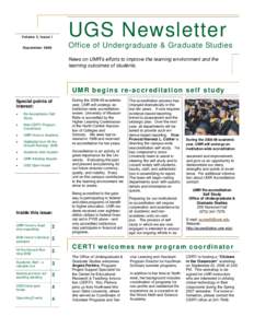 Volume 3, Issue 1  UGS Newsletter Office of Undergraduate & Graduate Studies  September 2006