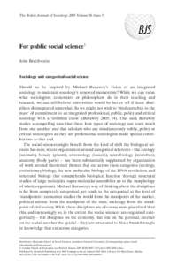 The British Journal of Sociology 2005 Volume 56 Issue 3  For public social science1 John Braithwaite  Sociology and categorical social science