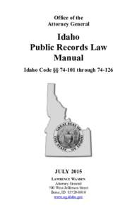 Idaho Public Records Law Manual