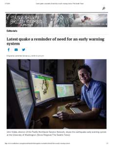 Latest quake a reminder of need for an early warning system | The Seattle Times 