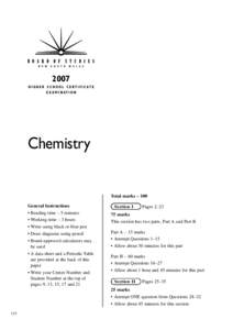 Chemistry 2007 HSC Exam Paper