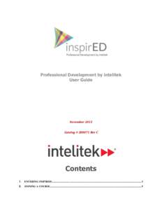 Professional Development by intelitek User Guide November 2015 Catalog # Rev C