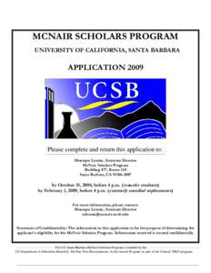 MCNAIR SCHOLARS PROGRAM UNIVERSITY OF CALIFORNIA, SANTA BARBARA APPLICATIONsPlease