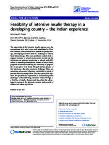 Feasibility of intensive insulin therapy in a developing country – the Indian experience