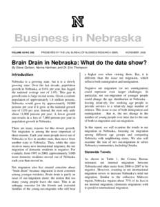 Business in Nebraska VOLUME 63 NO. 692 PRESENTED BY THE UNL BUREAU OF BUSINESS RESEARCH (BBR)  NOVEMBER 2008
