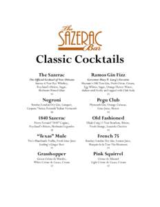 Classic Cocktails The Sazerac Ramos Gin Fizz  The Official Cocktail of New Orleans