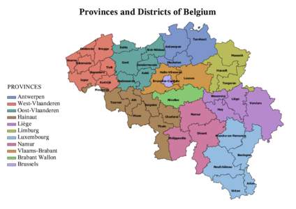 Provinces and Districts of Belgium Turnhout Oostende Eeklo