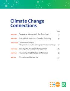 Climate Change Connections page PART ONE	  Overview: Women at the Forefront
