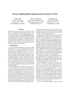 Mencius: Building Efficient Replicated State Machines for WANs Yanhua Mao CSE, UC San Diego San Diego, CA - USA 