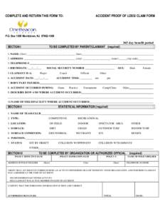 Sports Accident Claim form