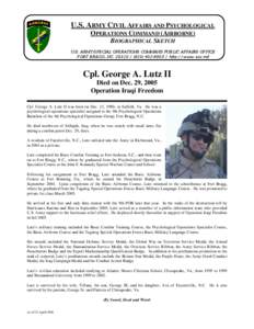 U.S. ARMY CIVIL AFFAIRS AND PSYCHOLOGICAL OPERATIONS COMMAND (AIRBORNE) BIOGRAPHICAL SKETCH U.S. ARMY SPECIAL OPERATIONS COMMAND PUBLIC AFFAIRS OFFICE FORT BRAGG, NChttp://www.soc.mil