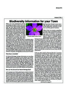 Spring[removed]Volume 37 No. 1 Biodiversity Information for your Town What rare and endangered animals