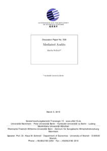 Discussion Paper NoMediated Audits Martin Pollrich*  * Humboldt University Berlin