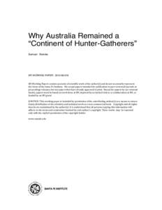 Why Australia Remained a “Continent of Hunter-Gatherers” Samuel Bowles SFI WORKING PAPER: 