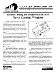 SOLAR CENTER INFORMATION NCSU  Box 7401  Raleigh, NC 27695  (  Toll FreeNC SUN Summer Shading and Exterior Insulation for  North Carolina Windows