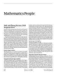 Mathematics People  Mok and Phong Receive 2009
