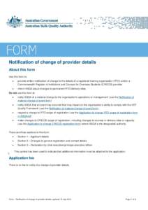 Notification of change of provider details