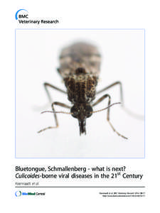 Bluetongue, Schmallenberg - what is next? Culicoides-borne viral diseases in the 21st Century Koenraadt et al.