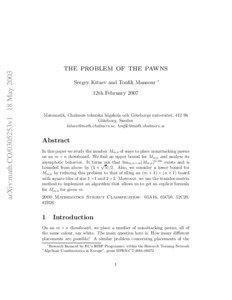 arXiv:math.CO/0305253v1 18 May[removed]the problem of the pawns