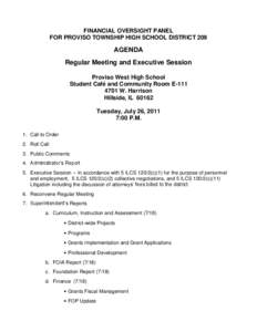 Financial Oversight Panel for Proviso Township High School District[removed]Meeting Agenda July 26, 2011