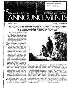 National Indian Law Library NILL No[removed]October - December,  Volume 2, No.3