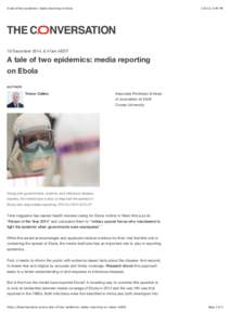 A tale of two epidemics: media reporting on Ebola[removed], 4:46 PM 19 December 2014, 6.47am AEDT