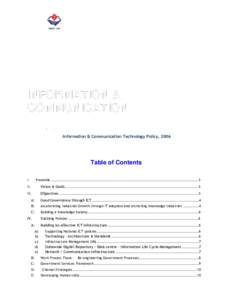 INFORMATION & COMMUNICATION TE  Information & Communication Technology Policy, 2006