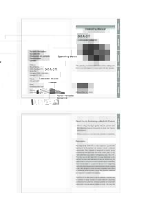 Operating Manual  DXA-2T Camcorder Adapter  Address