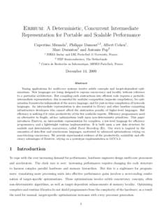 Erbium: A Deterministic, Concurrent Intermediate Representation for Portable and Scalable Performance Cupertino Miranda1 , Philippe Dumont1,2 , Albert Cohen1 , Marc Duranton2 and Antoniu Pop3 1