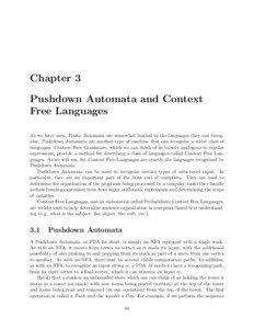 Chapter 3 Pushdown Automata and Context Free Languages