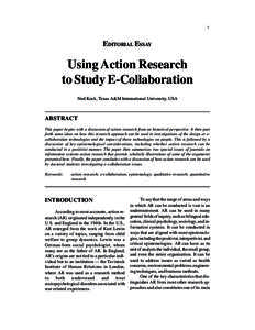 i  EDITORIAL ESSAY Using Action Research to Study E-Collaboration
